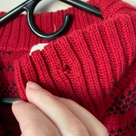 Chico's Red and Black One Button Chunky Wool Blend Cardigan Size 0 (Small) - Picture 4 of 8